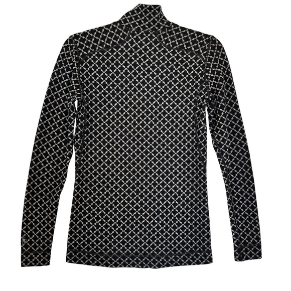 Smartwool Pullover Womens M Black 1/4 Zip 100% Merino Wool Argyle Base Layer - Picture 9 of 13